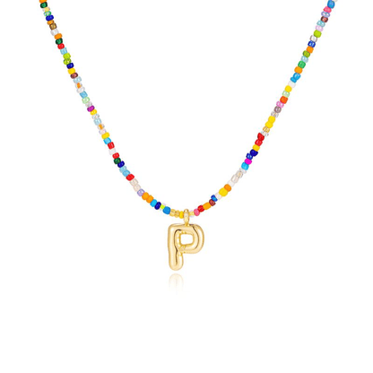 🌈 Letter Beaded Necklace for Women🔤A-Z
