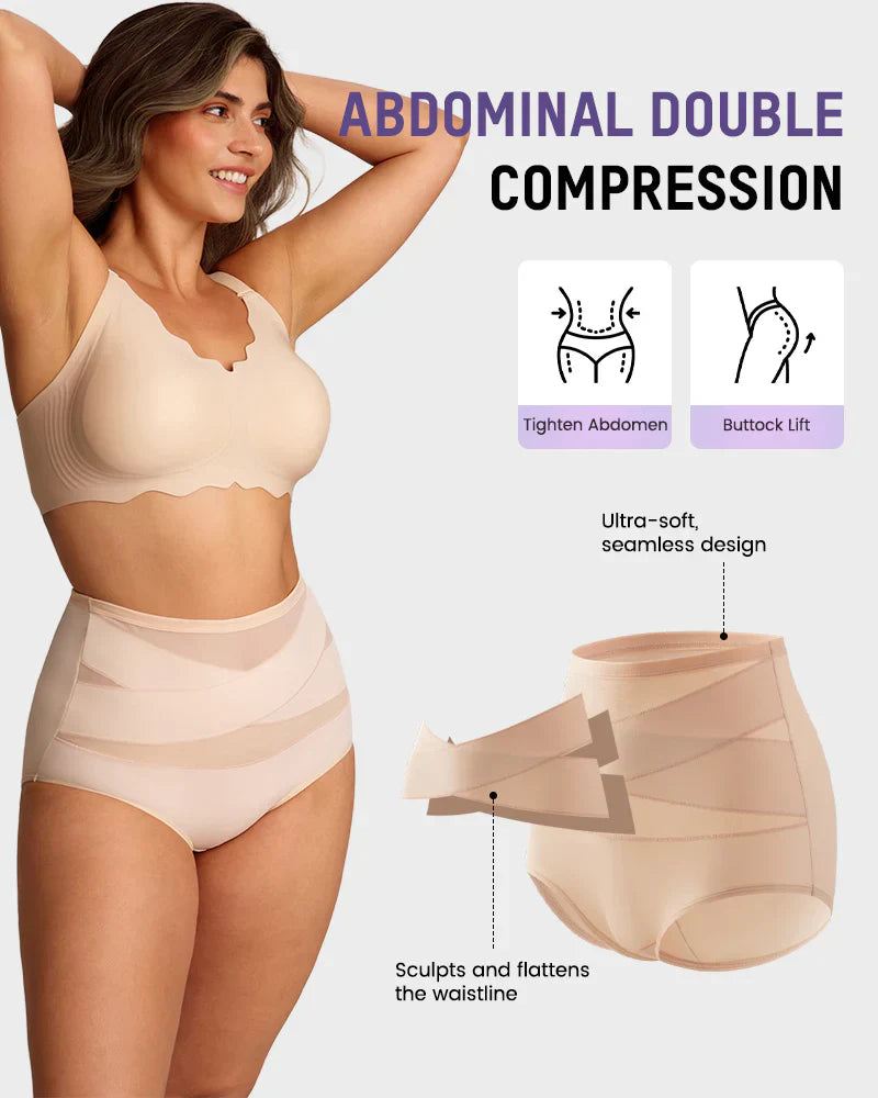 Limited sale 70% OFF🌸Last Day-Buy 1 Get 3 Packs✨Plus-Size High-Waist Cross Tummy Control Panties