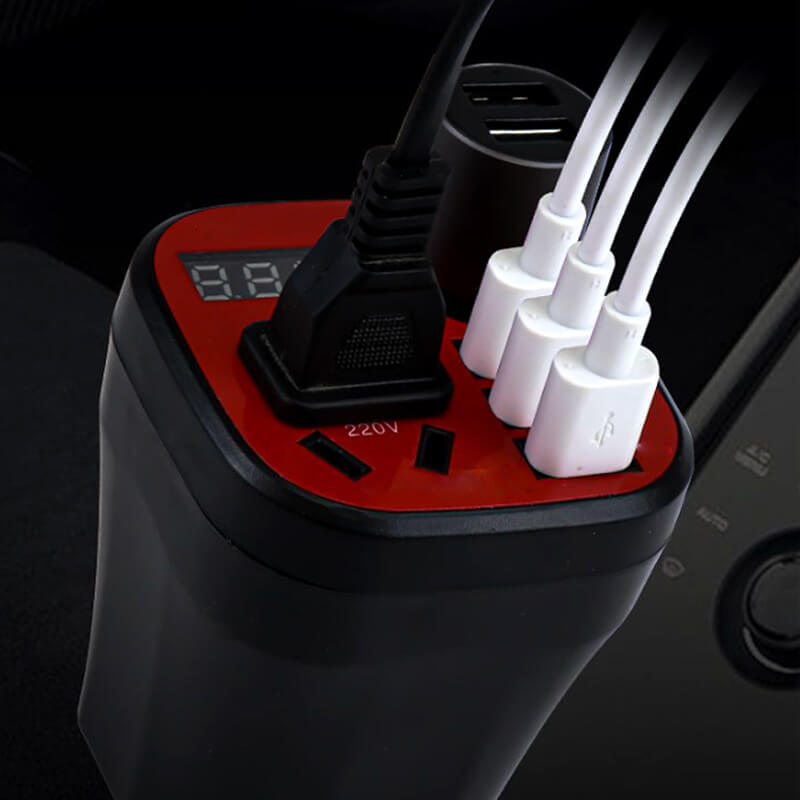 🚗Car mounted cup type inverter converter QC charger（50%）🔥