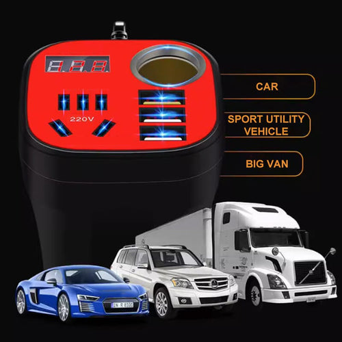 🚗Car mounted cup type inverter converter QC charger（50%）🔥
