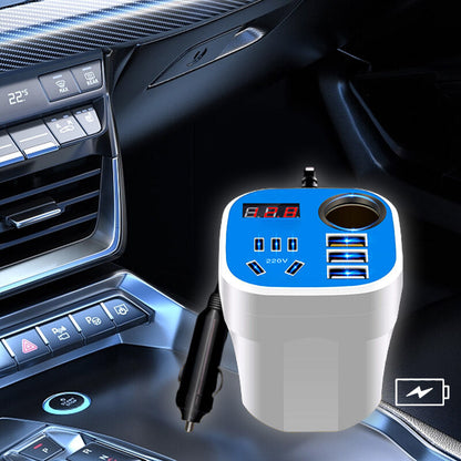 🚗Car mounted cup type inverter converter QC charger（50%）🔥