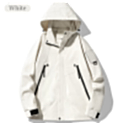 Outdoor Waterproof Windproof Solid Zipper Hooded Jacket
