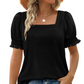 💖LAST DAY SALE 50% OFF💖Women's Casual Square Neck Smocked Sleeve T-Shirt