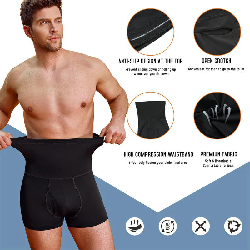 ⏳Time-limited Special⏰Men's Compression Shorts - High Waist Tummy Control & Sweat-Wicking