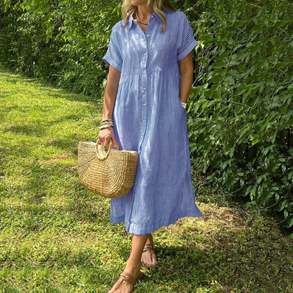 🔥HOT SALE70% OFF🔥Striped Shirt Dress with Pockets—Effortless Style and Functionality