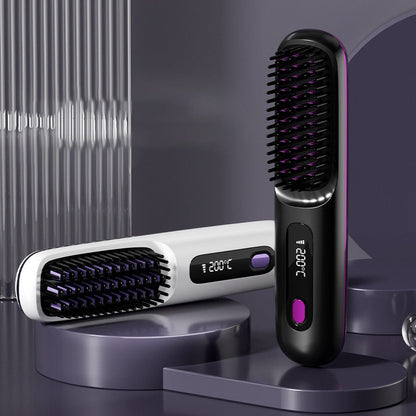 🔥NEW YEAR SALE £13.99!!⚡50K+ SOLD!💁‍♀️Wireless Ceramic Heating Hair Straightening Hairbrush