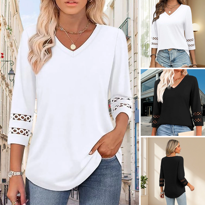 💥Last Day Special Sale 49% OFF💝2025 New Womens 3/4 Length Sleeve Tops Trendy V Neck T Shirts
