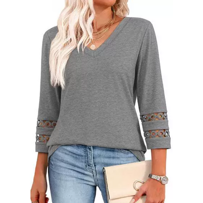 💥Last Day Special Sale 49% OFF💝2025 New Womens 3/4 Length Sleeve Tops Trendy V Neck T Shirts