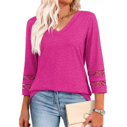 💥Last Day Special Sale 49% OFF💝2025 New Womens 3/4 Length Sleeve Tops Trendy V Neck T Shirts