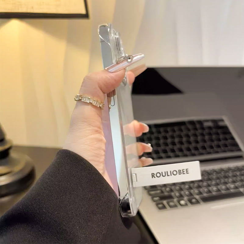 Transparent Frameless Phone Case with Stand for iPhone