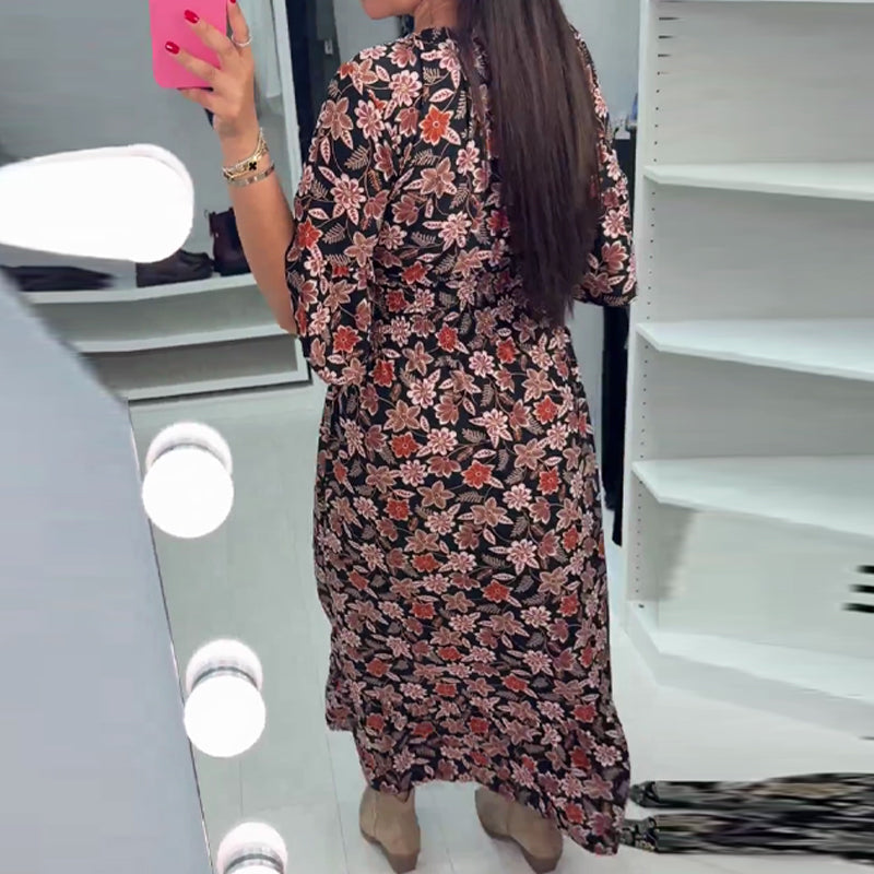 ⏳Time-limited Special 60%OFF⏰V-neck comfy Printed long Dress