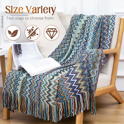 Boho Stripe Tassel Throw Blanket
