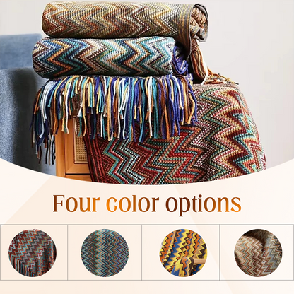 Boho Stripe Tassel Throw Blanket