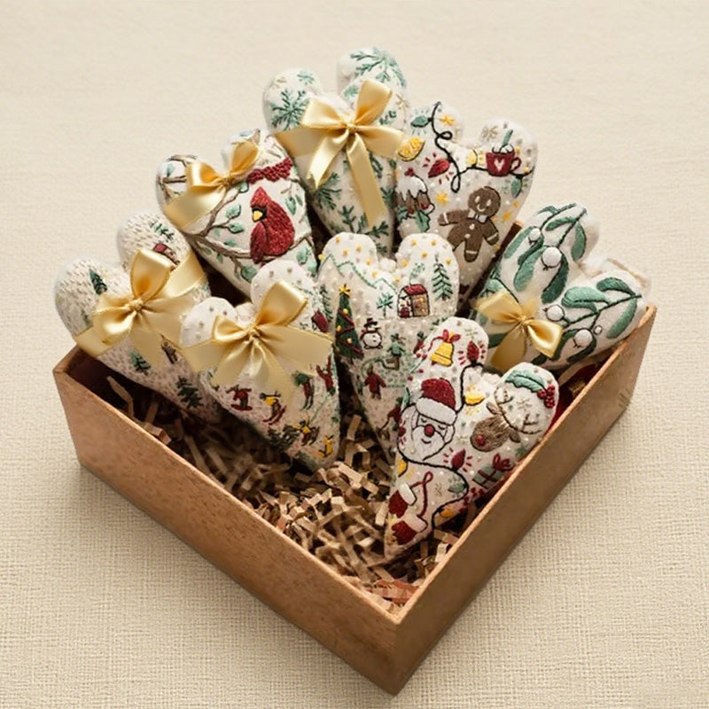 Heart-Shaped Hand Embroidered Christmas Kit
