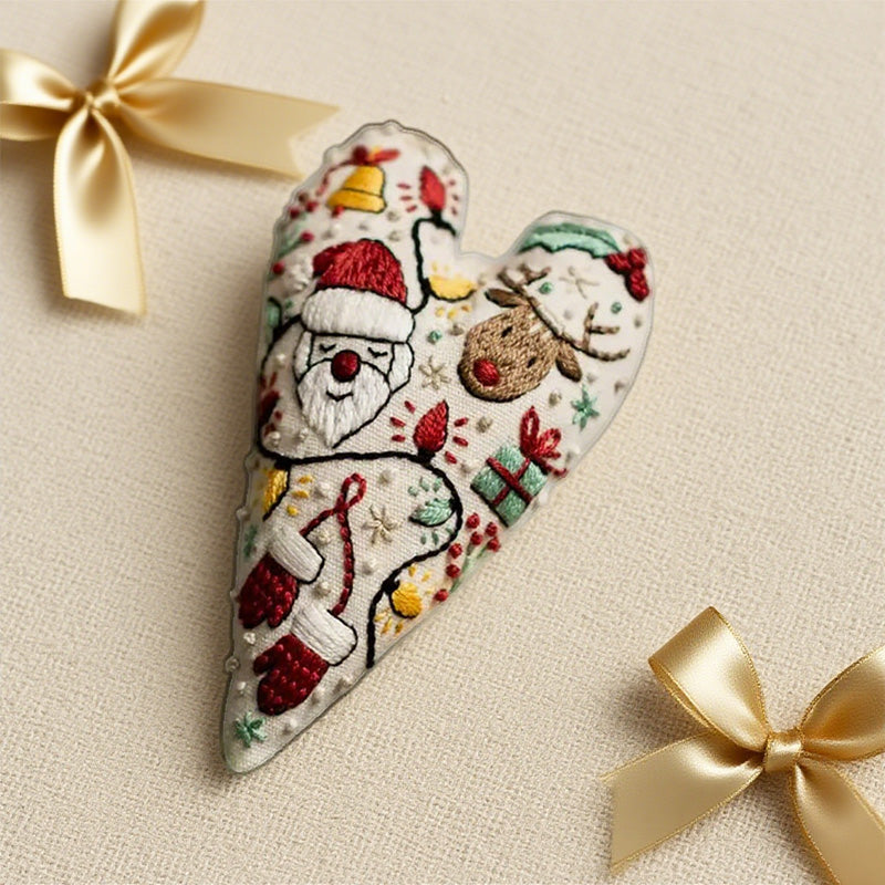 Heart-Shaped Hand Embroidered Christmas Kit
