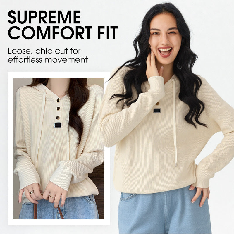 Women’s Stylish Long Sleeve Hooded Knit Top