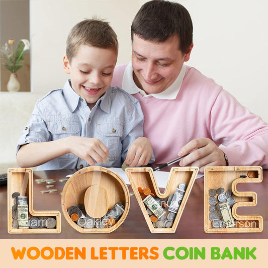 Wooden Letters Coin Bank