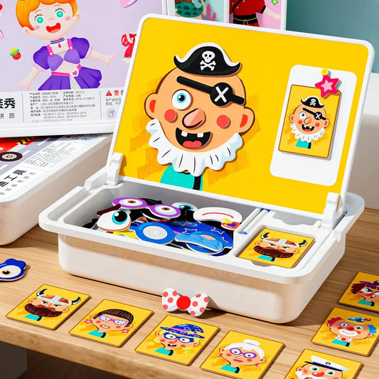 🔥Limited Sale 77%OFF🔥Magnetic Face make over Puzzle: Double-Sided Travel Game