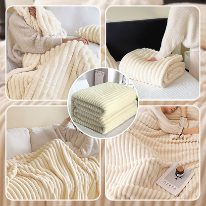 ⏳LAST DAY SPECIAL PRICE: ￡11.99!!🎁Super Soft Fur Ribbed Fleece Throw Blanket⛄🔥