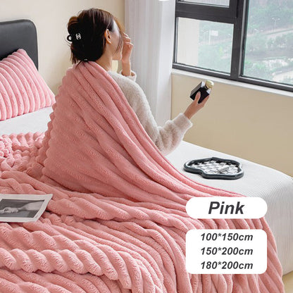 ⏳LAST DAY SPECIAL PRICE: ￡11.99!!🎁Super Soft Fur Ribbed Fleece Throw Blanket⛄🔥