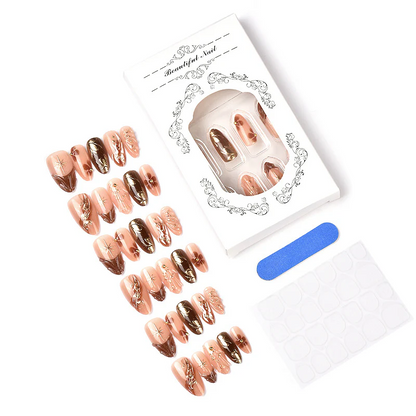 💅30 PCS Handcrafted Almond Press-On Nails Set