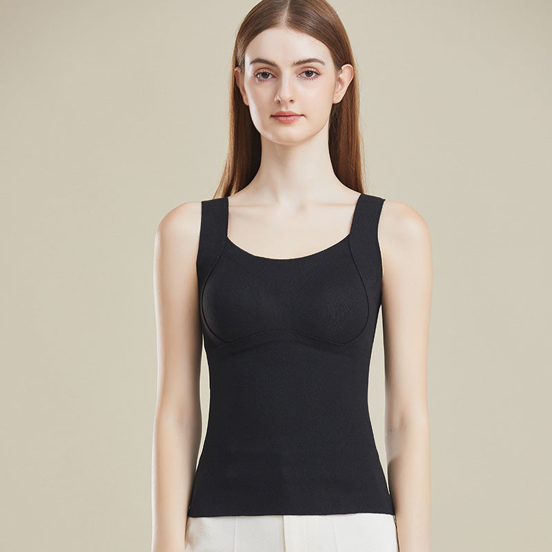 Slimming Fit Warm Vest with Built-in Chest Pad