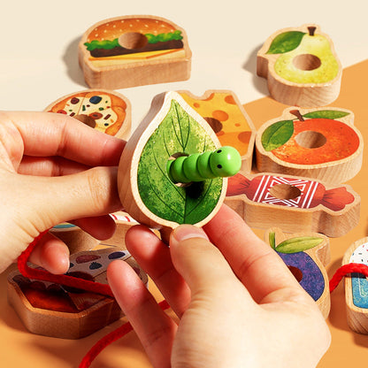 Wooden Greedy Caterpillar Rope Toy for 3+ Year Old