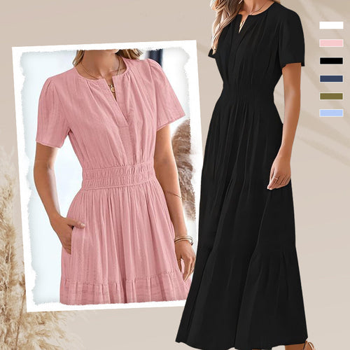💕HOT SALE 55% OFF💕Women's Boho Chic Smocked Waist Maxi Dress