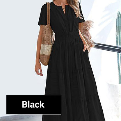💕HOT SALE 55% OFF💕Women's Boho Chic Smocked Waist Maxi Dress