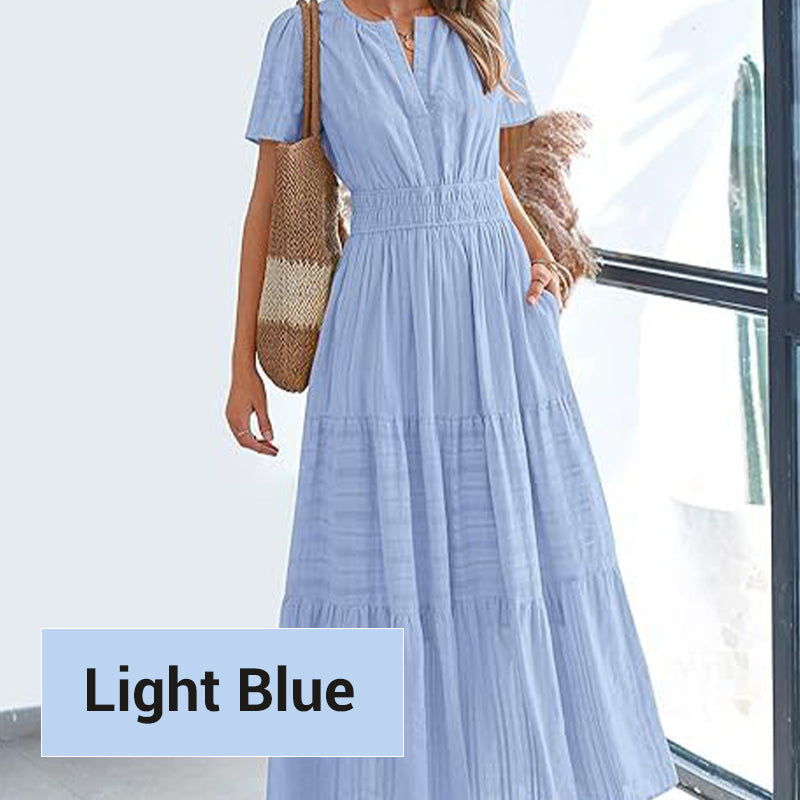 💕HOT SALE 55% OFF💕Women's Boho Chic Smocked Waist Maxi Dress