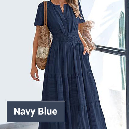 💕HOT SALE 67% OFF💕Women's Boho Chic Smocked Waist Maxi Dress
