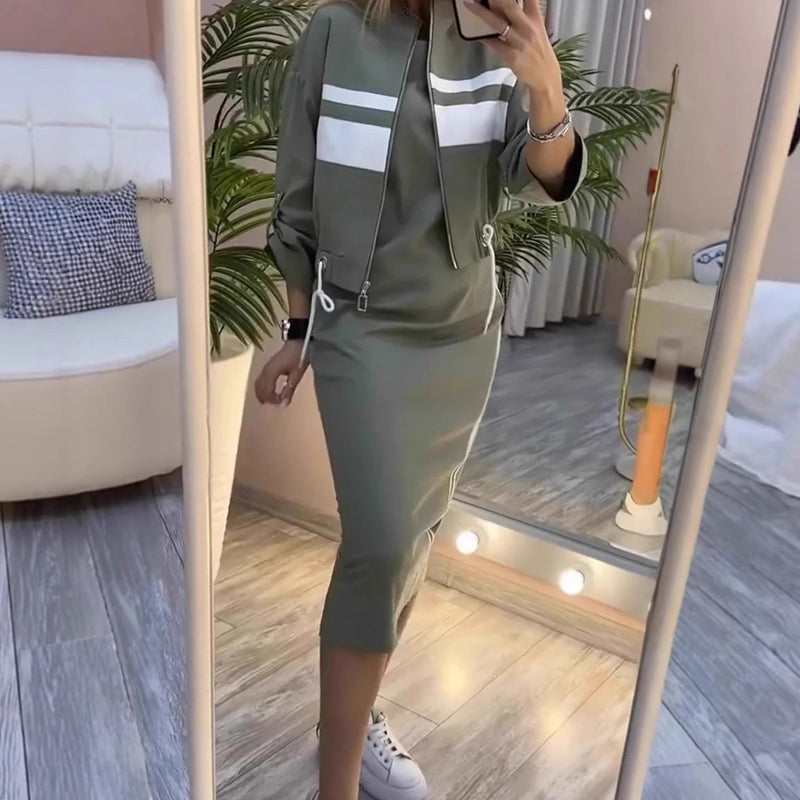 Women’s Bomber Jacket & Bodycon Skirt Set
