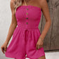 💜LAST DAY PROMOTION - 33%OFF💜Women's Strapless Frill Trim Shirred Tie Front Wide Leg Tube Romper