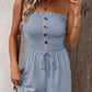 💜LAST DAY PROMOTION - 33%OFF💜Women's Strapless Frill Trim Shirred Tie Front Wide Leg Tube Romper